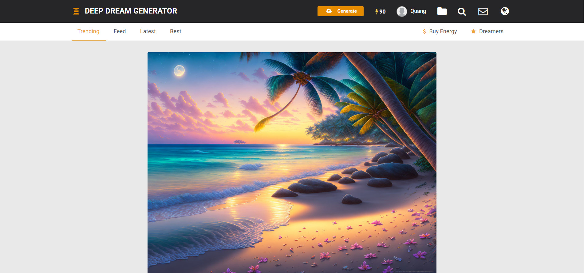 Web vẽ tranh bằng trí tuệ nhân tạo dream generator