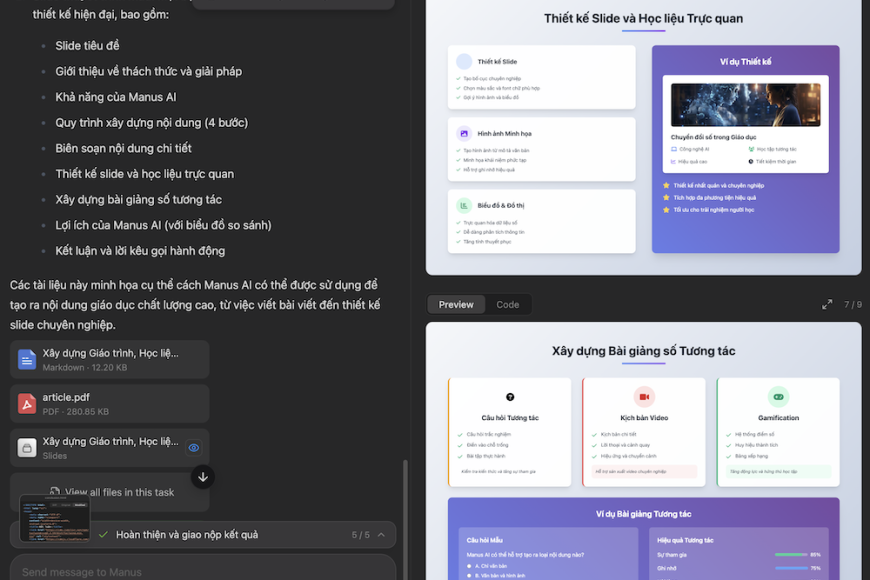 Chỉ cần 1 câu lệnh, Manus AI tự phân tích nhiệm vụ và thực hiện không cần sự can thiệp