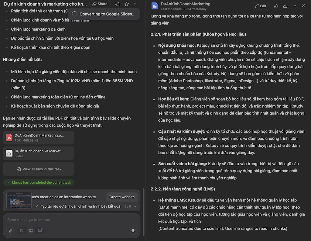 Tài liệu, giáo trình cũng được tạo tự động