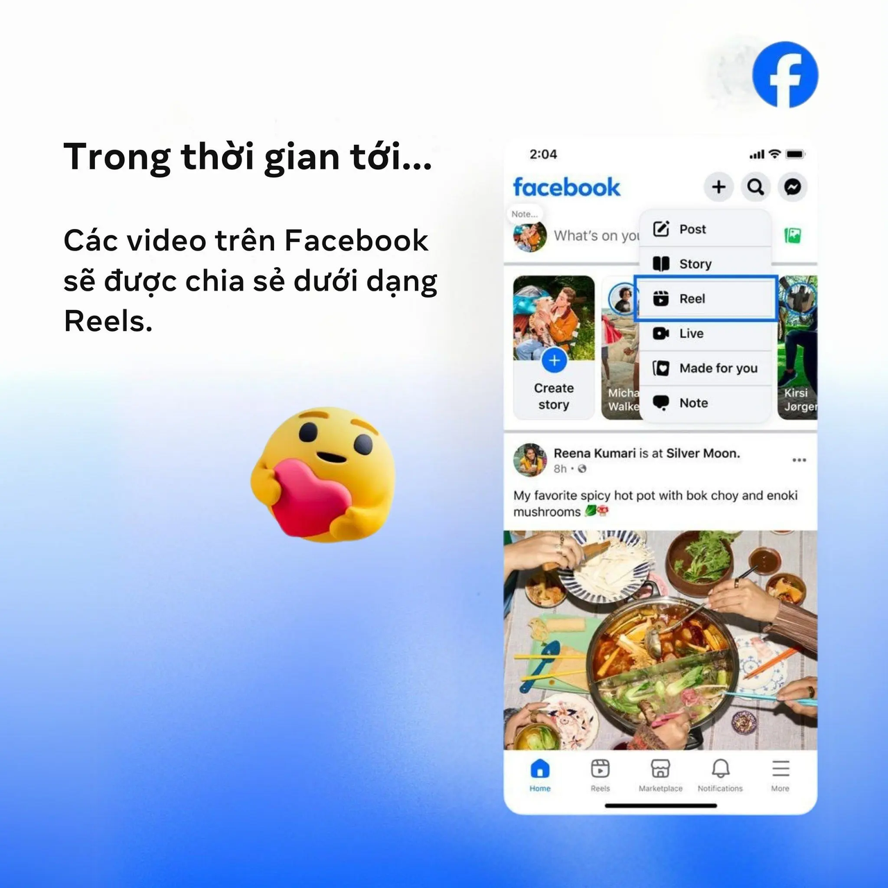 Facebook cap nhat reel