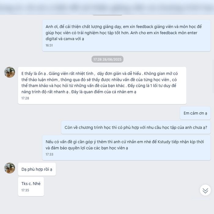 Feedback học viên Kstudy 12